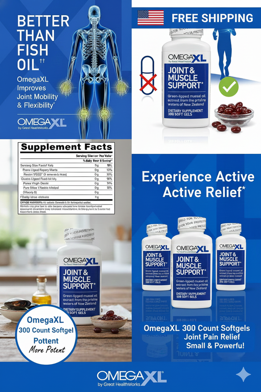 Omega XL 300 Softgels Joint & Muscle Support Green Lipped Mussel Oil - New